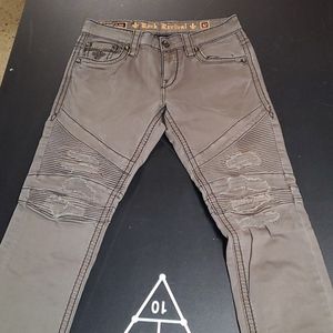 Mens Biker Straight Rock Revival Jeans